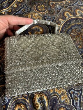 Silver Beaded Evening Handbag hand made in Hong Kong - Elegant Sparkle